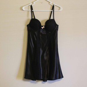 NWT Morgan Taylor Black Lace Inset Satin Chemise